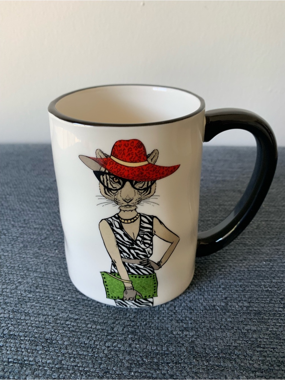 Whimsical Ceramic Fashion Cat Mug